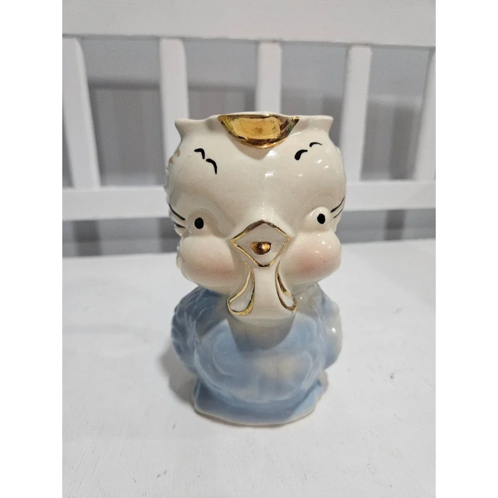 Vtg Shawnee Pottery Bluebird Chick Gold Trim Ceramic Creamer 6